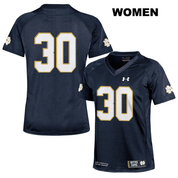 Women's NCAA Notre Dame Fighting Irish #30 Jake Rittman Stitched College Under Armour Authentic Navy No Name Football Jersey VX10Z32ZR